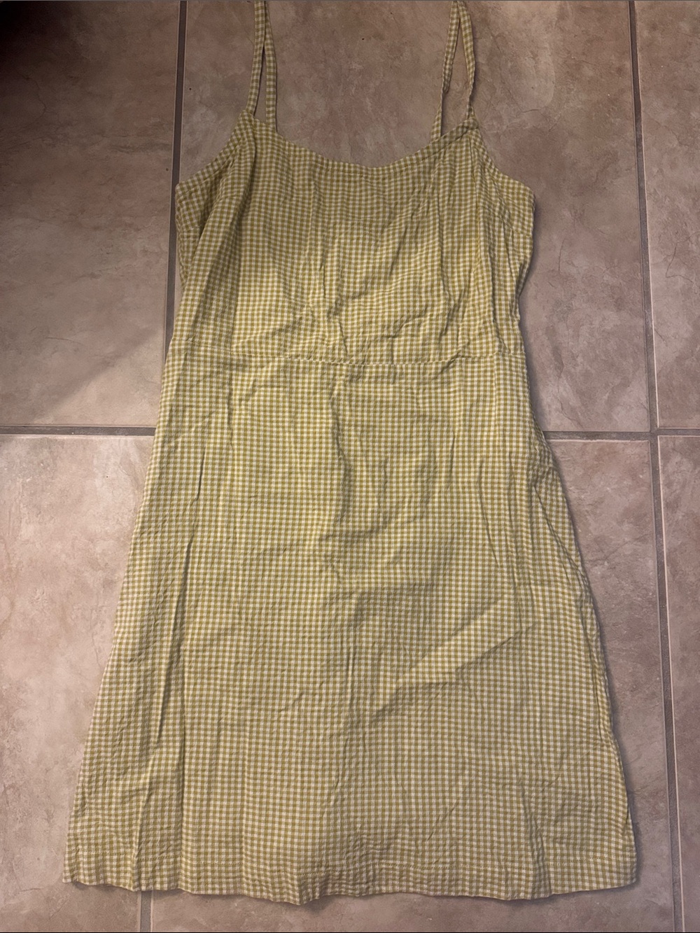 RVCA Yellow Gingham Spaghetti Strap Mini Dress
